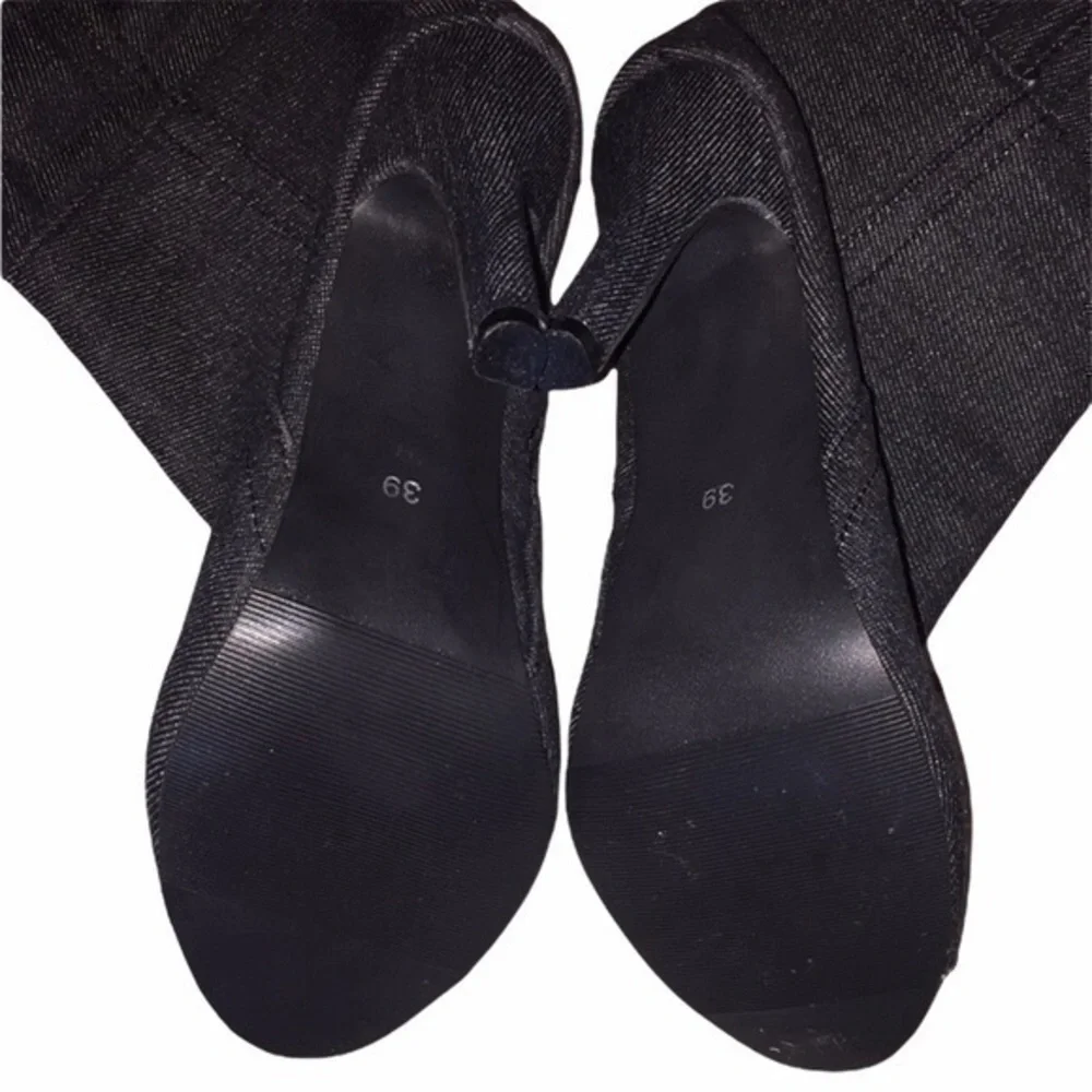 Over The Knee Denim Stilettos
